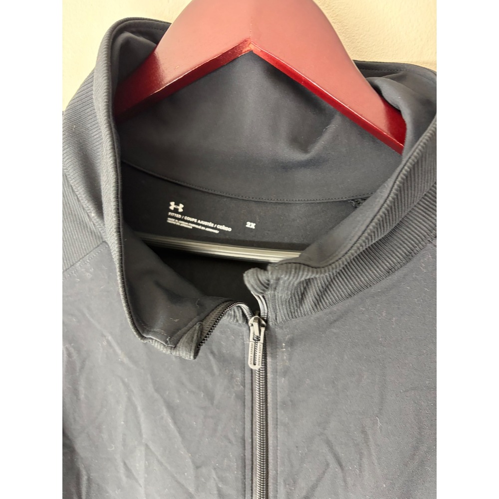Under Armour Womens Black Full Zip Fitted Mock Neck Athletic Jacket Size 2X